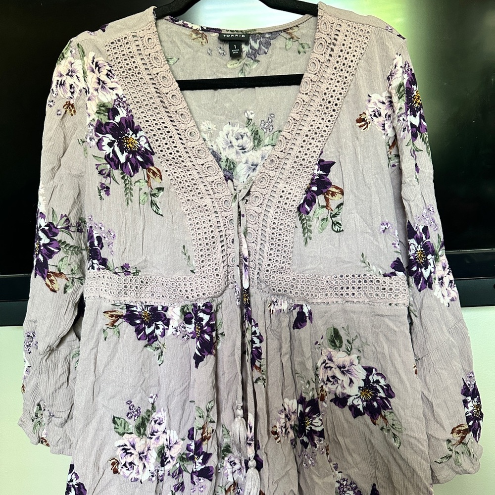 Torrid Tie Front Blouse
